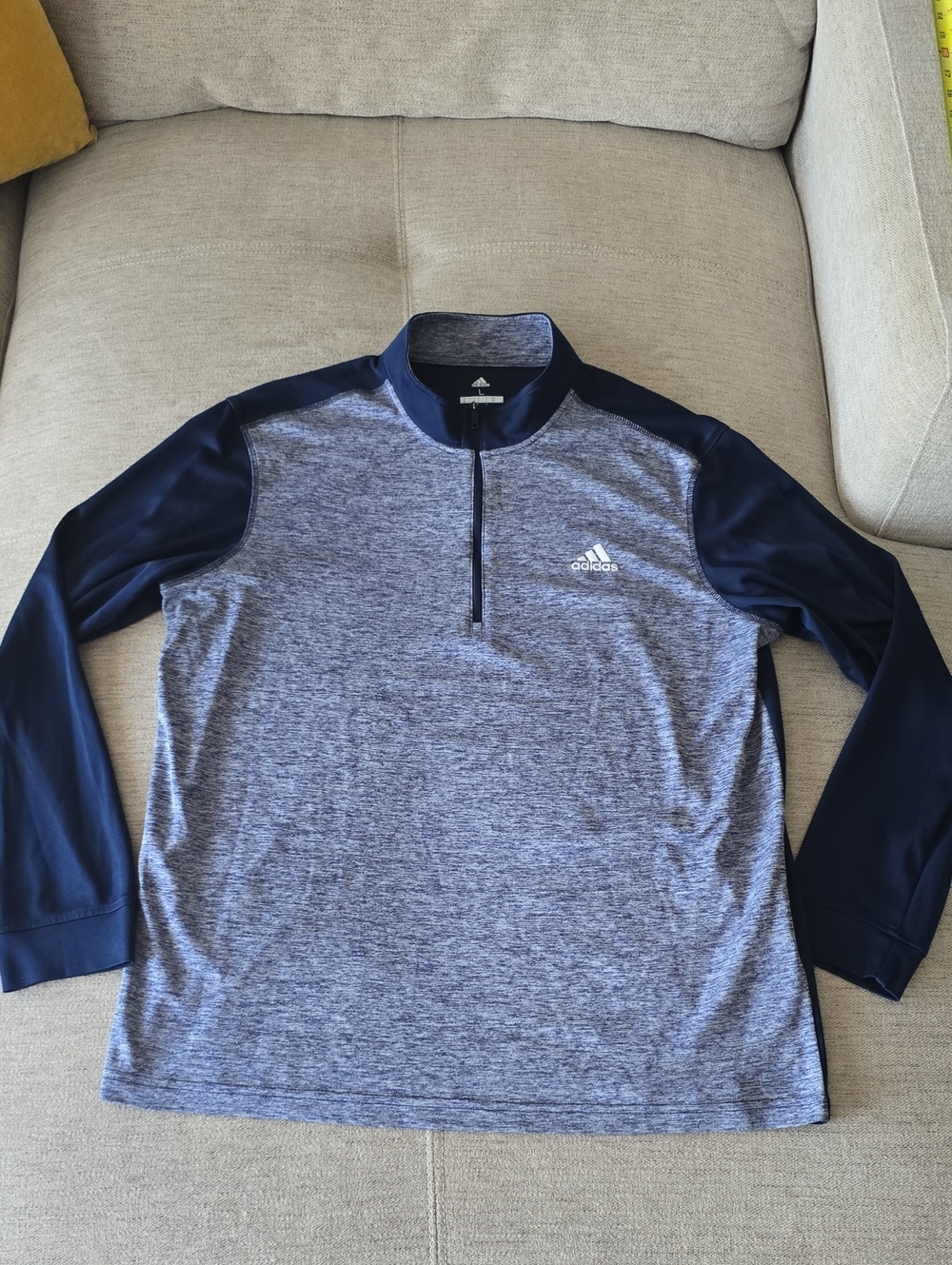Adidas Men's Heather Navy Golf Quarter-Zip Pullover Long Sleeve Sz Large
